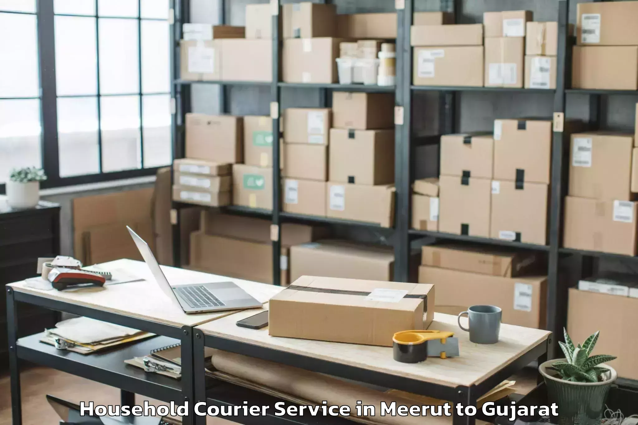 Reliable Meerut to Mendarda Household Courier